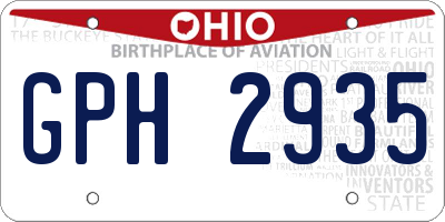 OH license plate GPH2935