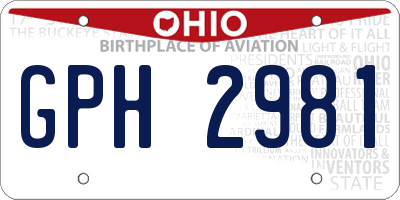 OH license plate GPH2981