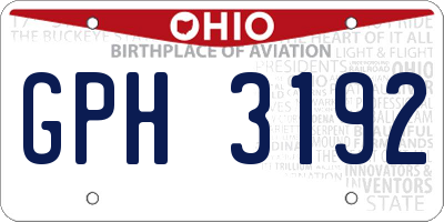 OH license plate GPH3192