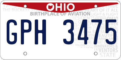 OH license plate GPH3475