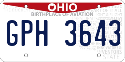 OH license plate GPH3643