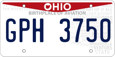OH license plate GPH3750