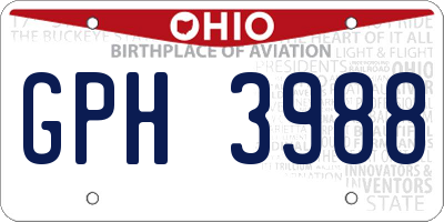 OH license plate GPH3988