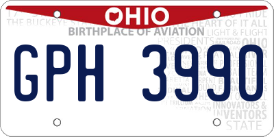 OH license plate GPH3990