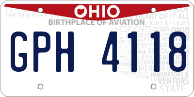 OH license plate GPH4118