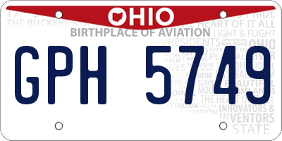 OH license plate GPH5749