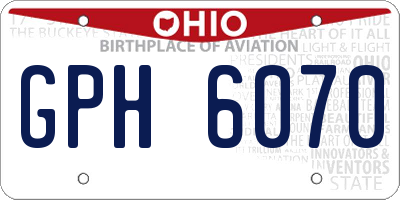 OH license plate GPH6070