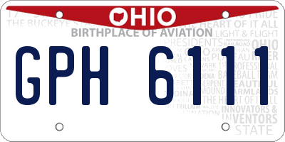OH license plate GPH6111