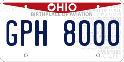 OH license plate GPH8000