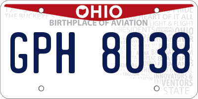 OH license plate GPH8038