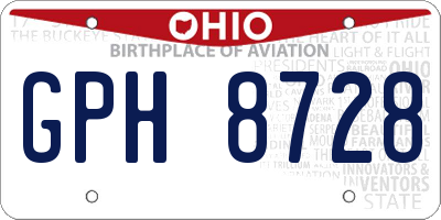 OH license plate GPH8728