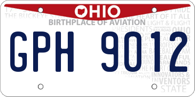 OH license plate GPH9012