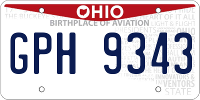 OH license plate GPH9343