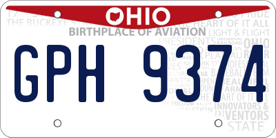 OH license plate GPH9374