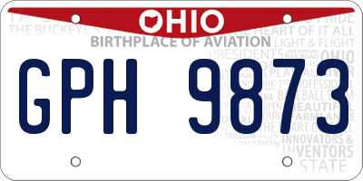 OH license plate GPH9873