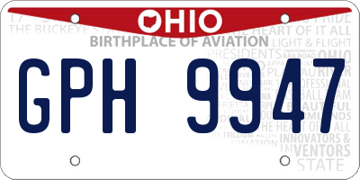 OH license plate GPH9947