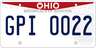 OH license plate GPI0022