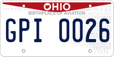 OH license plate GPI0026