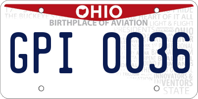 OH license plate GPI0036