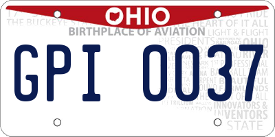OH license plate GPI0037