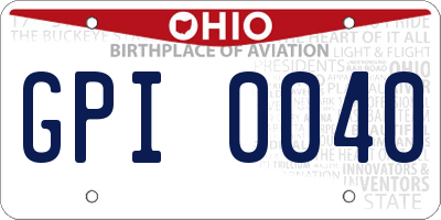 OH license plate GPI0040