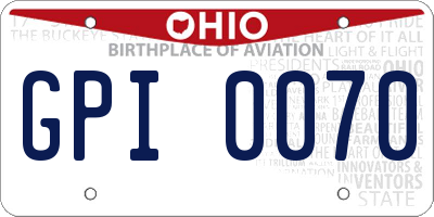 OH license plate GPI0070