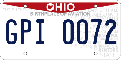 OH license plate GPI0072