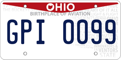 OH license plate GPI0099