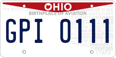 OH license plate GPI0111