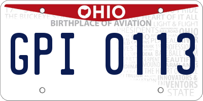 OH license plate GPI0113