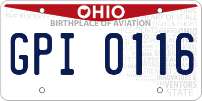 OH license plate GPI0116