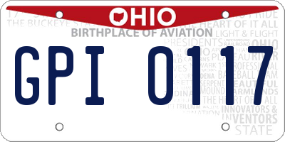 OH license plate GPI0117