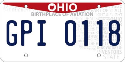 OH license plate GPI0118
