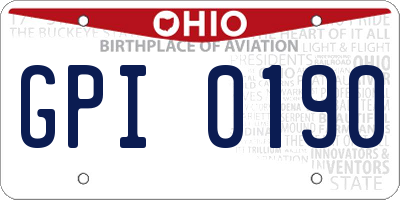 OH license plate GPI0190