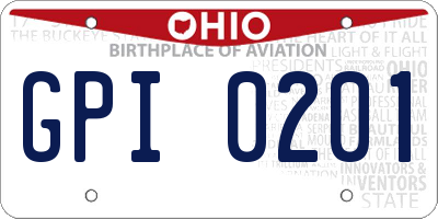 OH license plate GPI0201