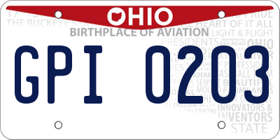 OH license plate GPI0203