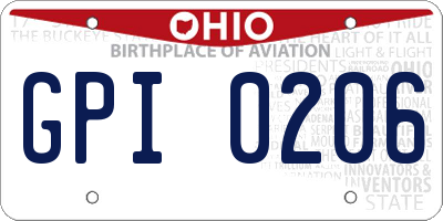 OH license plate GPI0206