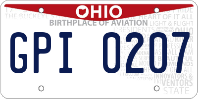 OH license plate GPI0207