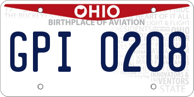 OH license plate GPI0208