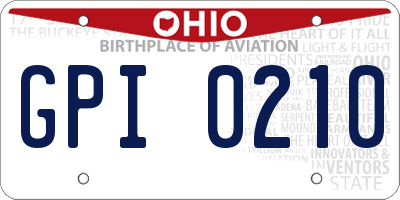 OH license plate GPI0210