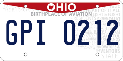 OH license plate GPI0212