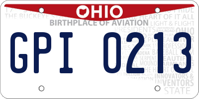 OH license plate GPI0213