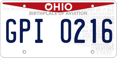 OH license plate GPI0216