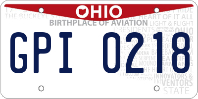 OH license plate GPI0218