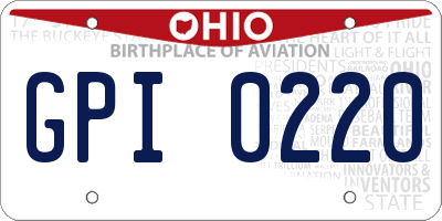 OH license plate GPI0220