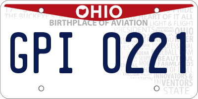OH license plate GPI0221