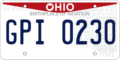 OH license plate GPI0230