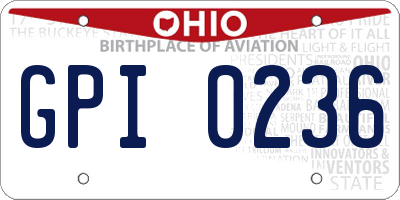 OH license plate GPI0236