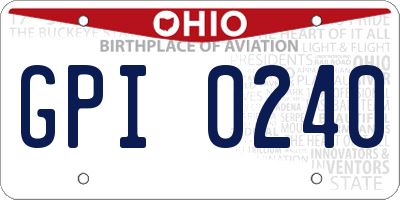 OH license plate GPI0240