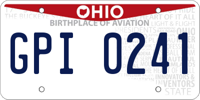 OH license plate GPI0241